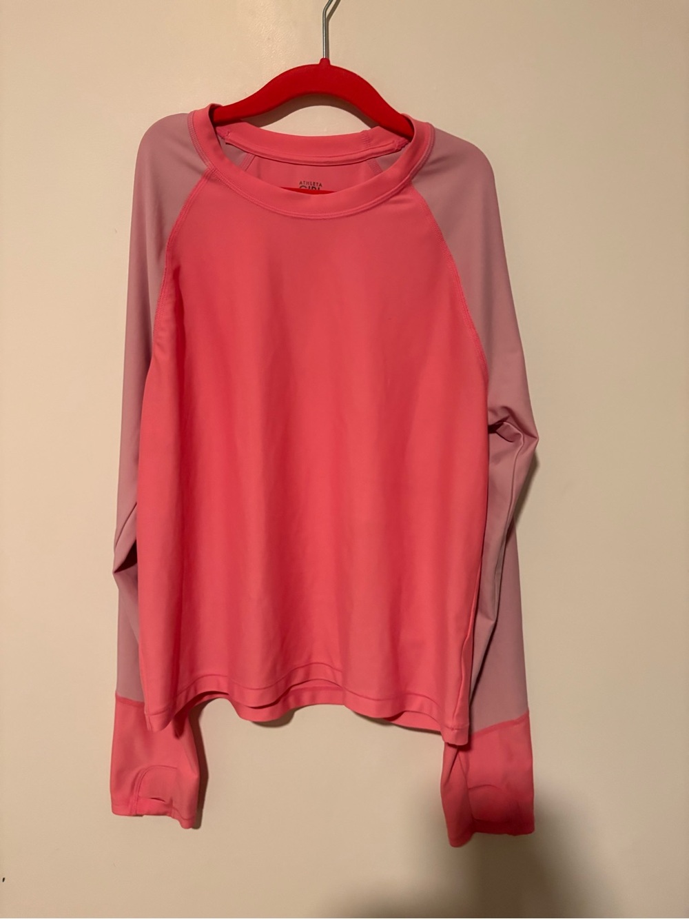 Athleta Bright Coral Pink Long Sleeve Active Top